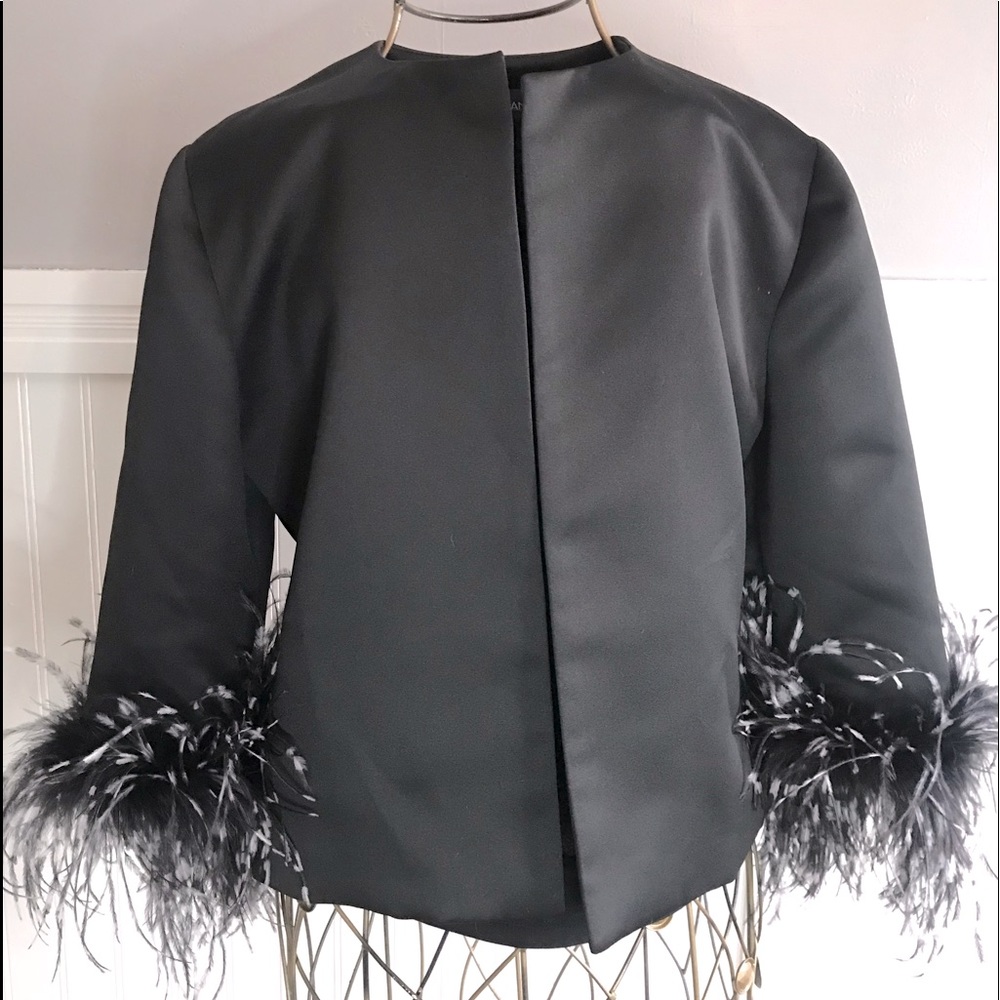 Adrienne Laudau ostrich feather jacket